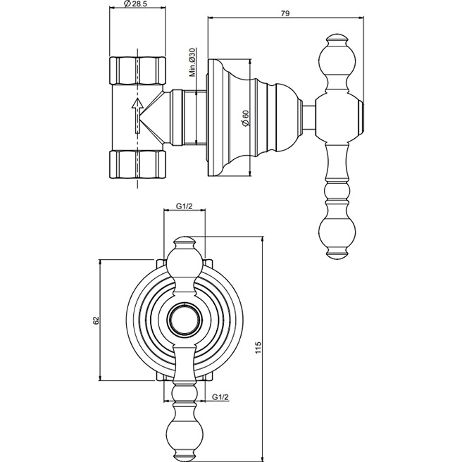 Запорный вентиль 1/2" Fima Carlo Frattini Epoque F5063/1OR (золотой)